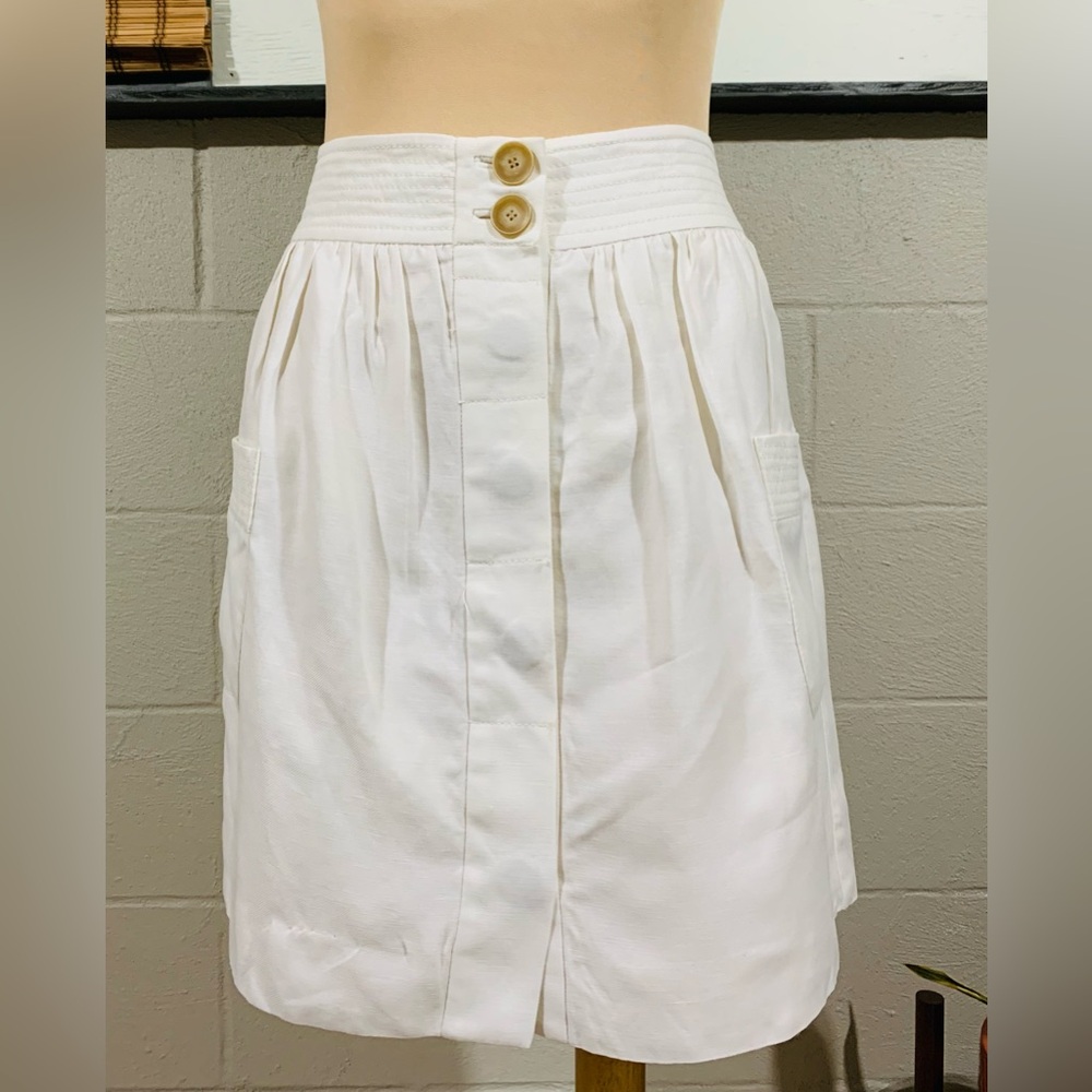 J. Crew Cream A-Line Skirt with Button Detail